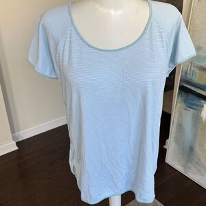 Lake Pima Cotton Striped Pajama Top L (greenish blue)